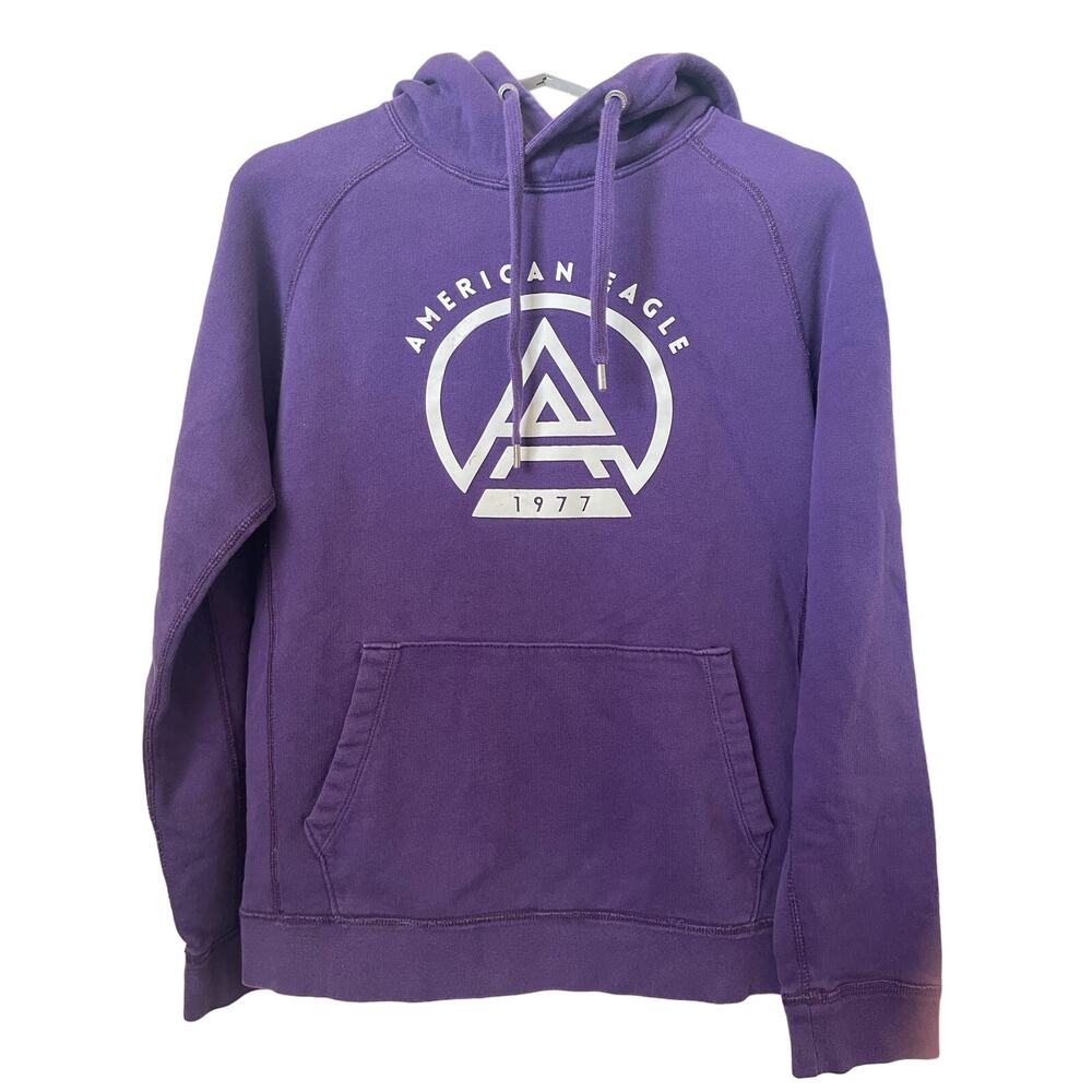 American Eagle Solid Purple Drawstring Pockets Pullover Men’s Hoodie Size Small